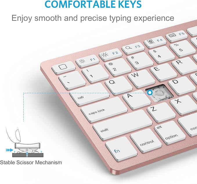 OMOTON Bluetooth Keyboard Compatible with iPad A16 11th 10th Generation, iPad 10.2 (9th/8th/7th), iPad Pro 13/12.9/11 inch, iPad Air 13/11 inch, iPad Air/Mini and More iOS Devices, Pink Gold