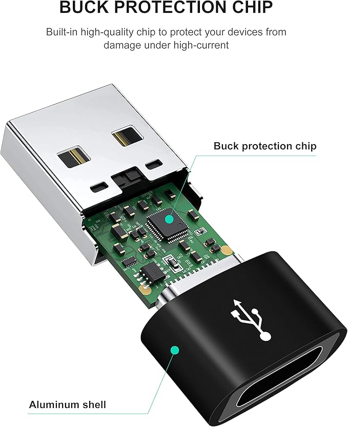 Upgraded USB C Female to USB A Male Adapter,Type C to USB A Charger Cable Converter for Apple iWatch 7 AirPods,MacBook,iPhone 11 12 13 14 Pro Max,iPad mini 6,Samsung Galaxy S20 S21 S22 (3Pack)