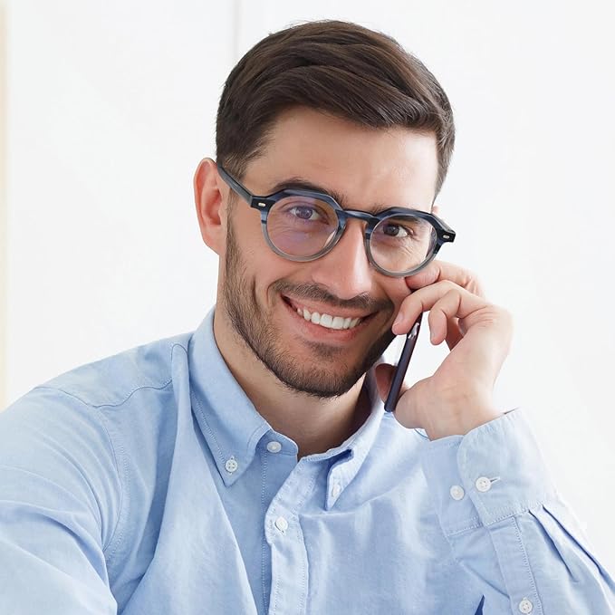 Dollger Blue Light Blocking Glasses For Woman Men Thick Frame Round Non-Prescription Glasses, For Computer Work Gaming,