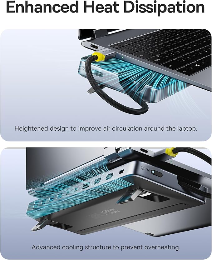 Baseus Laptop Docking Station Stand, 12 in 1 Triple 4K Display HDMI/DP, 10Gbps USB A/C Fast Data, PD 100W, Ethernet, TF/SD, USB C Docking Station with Stand for Windows/Dell/HP/Lenovo/Asus/Acer/Mac