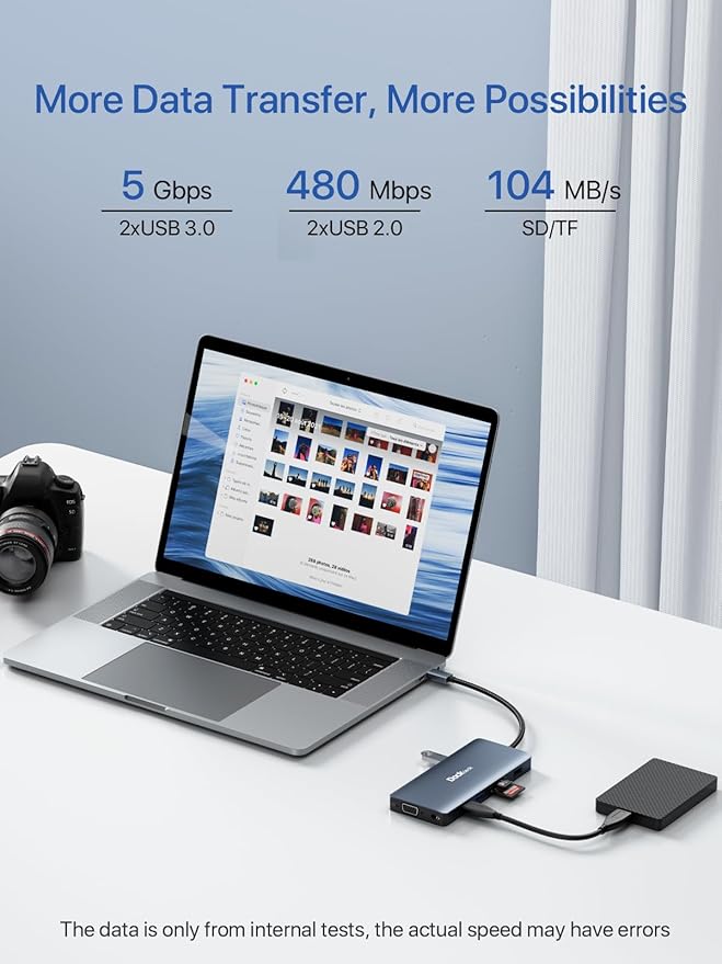 USB C Docking Station, dockteck 12 in 1 USB C Hub Adapter with 2 HDMI 4K, VGA, Ethernet, 4 USB-A Ports, Audio, 100W PD, SD/TF Card Reader for MacBook Pro Air, XPS, Surface
