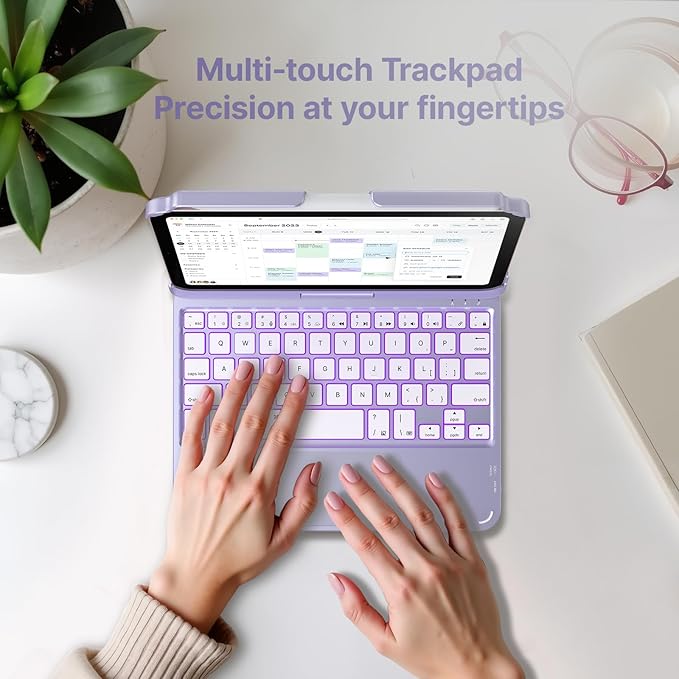 typecase Keyboard Case for iPad mini 7 (2024) & mini 6 (2021) - Wireless Case with Keyboard for iPad mini 7th 6th Generation 8.3" - 11 Colors Backlit Keyboard Cover with Trackpad - Light Purple