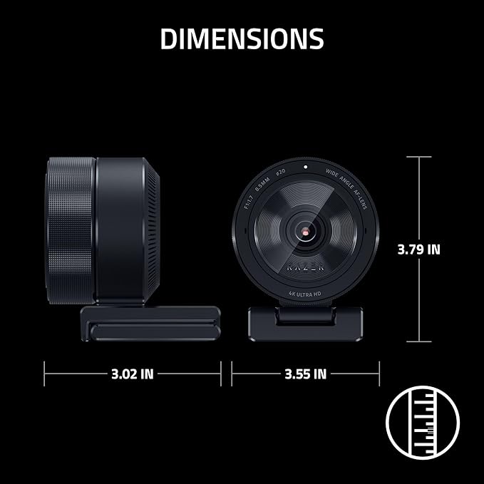 Razer Kiyo Pro Ultra 4K Webcam: Large Sensor - Auto Light Correction - Built-in Mic and Shutter - Pro Grade Content Creation, Streaming, Gaming, Video Calls - Works with OBS, Xsplit, PC, Zoom, Teams
