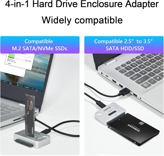 M.2 SATA/NVMe to USB Docking Station,Hard Drive Reader Adapter, External M.2 SSD Enclosure for M.2 PCIe NVMe and SATA SSDs, Compatible with SATA III HDD/SSD (M.2 Dock or SATA Adapter)