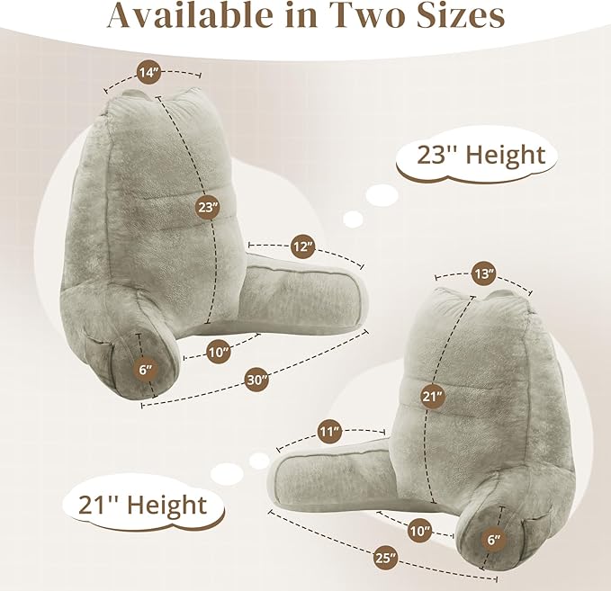 Sasttie Reading Pillow, Pillows for Reading or Relaxing – Ergonomic Support for Head, Neck, Back, and Lumbar, 23-Inch, Linen