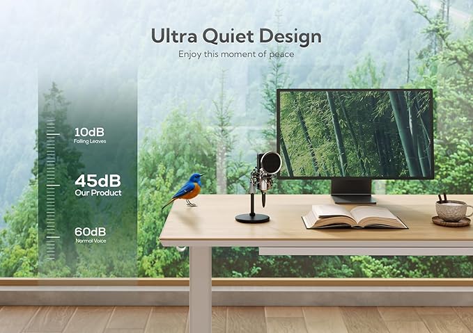 INNOVAR Bamboo Standing Desk with Drawers,55 Inch Adjustable Stand Up Desk,Quick Install Electric Home Office Stand Desks with Whole-Piece Board,Adjustable Height Computer Desks,White Frame/Bamboo Top