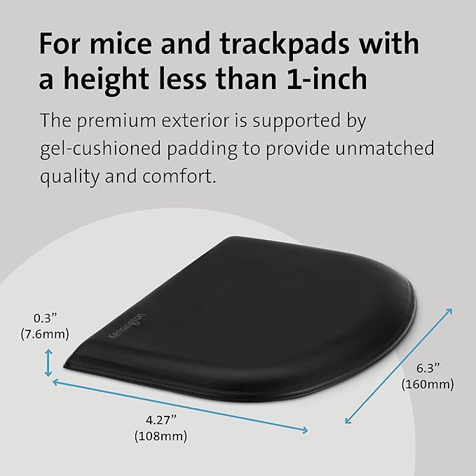 Kensington ErgoSoft Wrist Rest, Black (K52803WW), Memory Foam, Rubber, for Slim Mouse (Pack of 2)