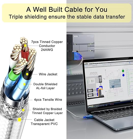 DTECH 6 Feet USB to RS232 DB9 Female Serial Adapter Cable Windows 11 10 8 7 Mac Linux Serial to USB 2.0 with Prolific PL2303 Chip
