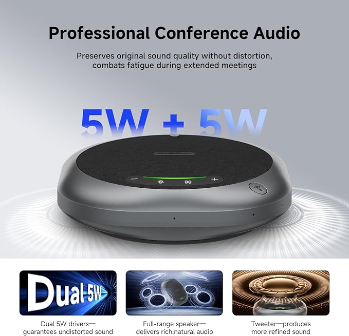 SVBONY Omni2P Conference Microphone,Dual Loudspeaker&2 Pickup Modes for Conference Room, AI Bidirectional Noise Cancellation, Bluetooth 5.3, 6 Mics Supports 20 People Telephone Audio for Zoom Meetings