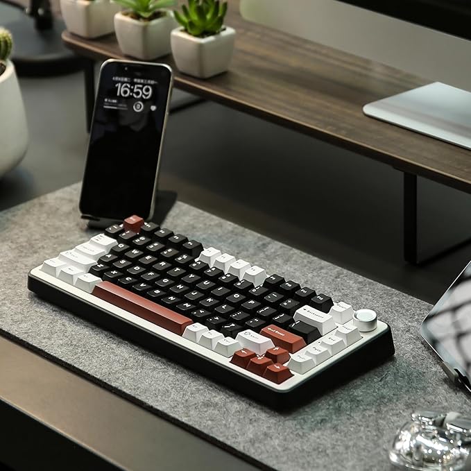 YUNZII B75 PRO Wireless Mechanical Keyboard,75% Layout with Knob,Hot Swap Gasket Custom Structure,Creamy Pre-lubed Switches,RGB Backlit,Bluetooth/Type-C/2.4G for Win/Mac(Milk Switch,Black)