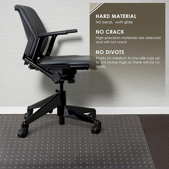 Azadx Heavy Duty Office Chair Mat for Carpet 36" x 48" with Lip Hard Material Chair Mat for Carpeted Floor Non-Slip Carpet Protector for Easy Glide Desk Floor Mat for Office Chair on Carpets 2 Pack
