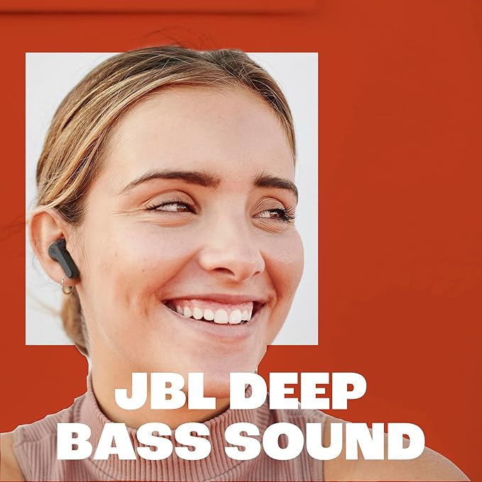 JBL Vibe Beam - True Wireless JBL Deep Bass Sound Earbuds, Bluetooth 5.2, Water & Dust Resistant, Hands-free call with VoiceAware, Up to 32 hours of battery life (Blue)