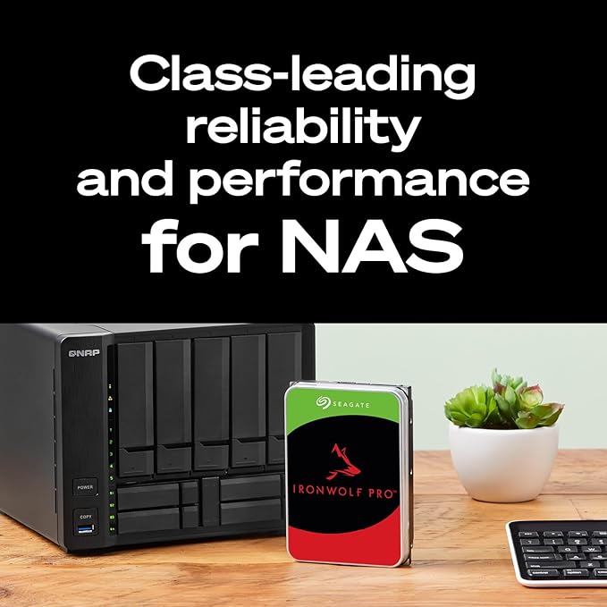 Seagate IronWolf Pro, 16 TB, Enterprise NAS Internal HDD –CMR 3.5 Inch, SATA 6 Gb/s, 7,200 RPM, 256 MB Cache for RAID Network Attached Storage (ST16000NT001)