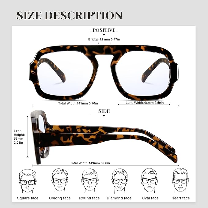 Aviator Blue Light Blocking Glasses for Women Men Square Flat Top Computer TV Eyeglasses Anti Eyestrain