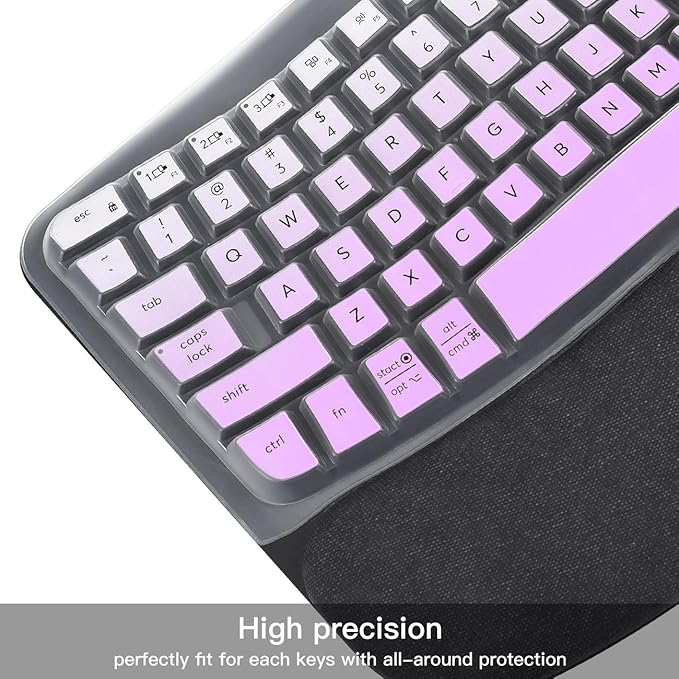 Keyboard Cover Skin for Logitech Wave Keys MK670 Combo Keyboard Skin, Logitech Wave Keys Wireless Ergonomic Keyboard Cover Protector Skin Accessories, Ombre Purple