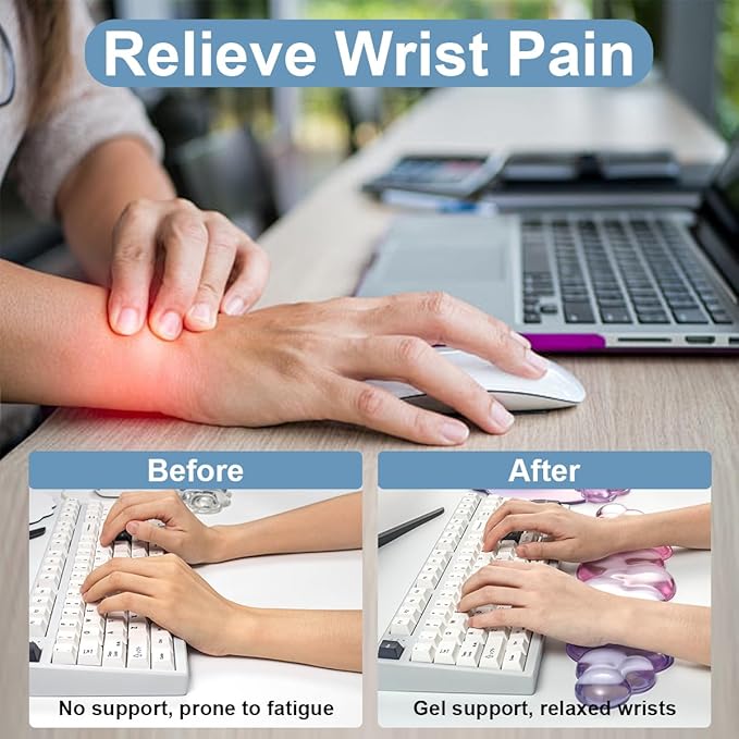 Gel Wrist Rest with Mouse Pad Wrist Support for Keyboard and Mouse - Ergonomic Gradient Purple Pink Cloud Mouse Pad Office Accessories for Computer/Laptop/Gaming/Home/Office/Typing Pain Relief
