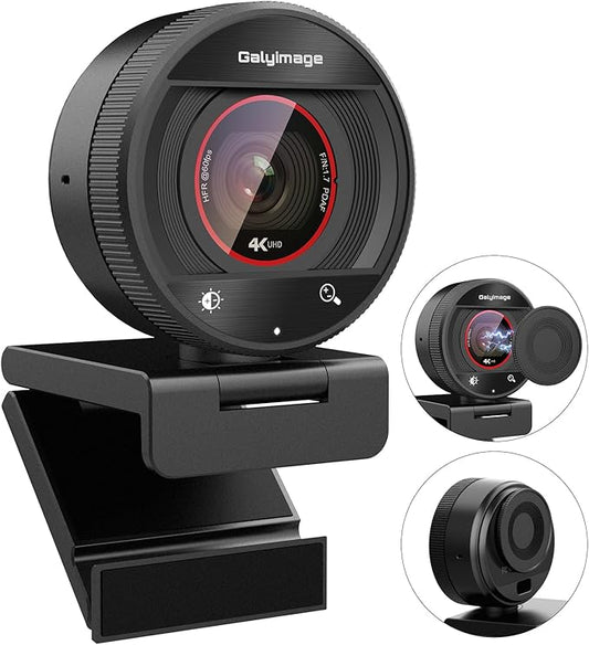 4K Webcam with Microphone for PC Laptop 1080P@60fps Web Cam with Privacy Cover for Streaming with PDAF 8X Digital Zoom for Desktop Camera for Mac Windows USB Web Cam for Teams/Twitch/Zoom/Meeting