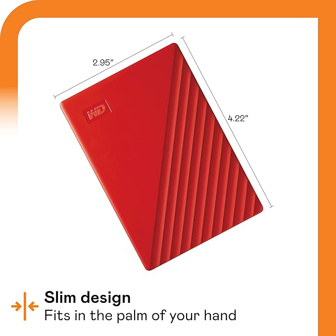 WD 1TB My Passport, Portable External Hard Drive, Red, backup software with defense against ransomware, and password protection, USB 3.1/USB 3.0 compatible - WDBYVG0010BRD-WESN