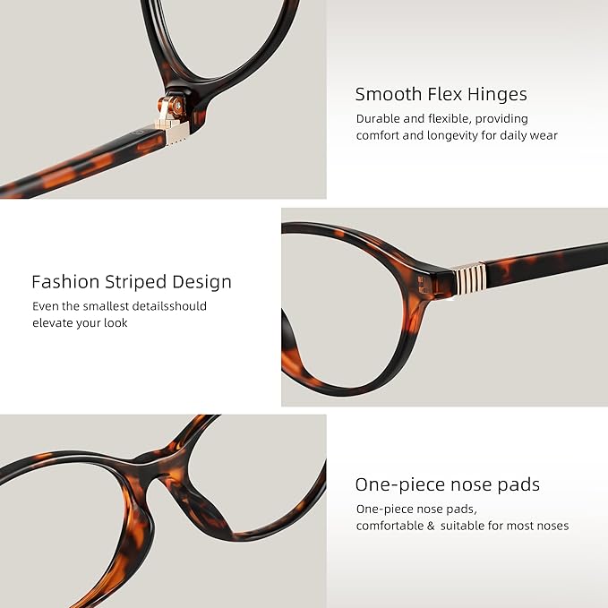 Blue Light Glasses for Woman - Fashion Small Oval Frame Blue Light Blocking Glasses for Gaming/Cumputer