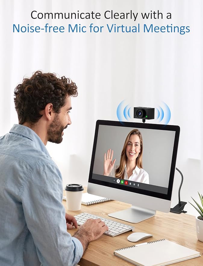 Webcam for PC, 1080P Streaming Camera, Web Camera for Desktop Computer/Laptop Webcam with Microphone, Plug and Play USB Web cam with Bracket, Manual Focus, for Live Streaming, Video Calls, Meetings