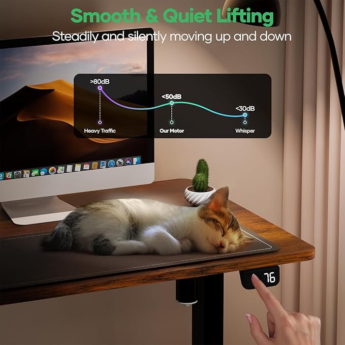 Crenova Electric Standing Desk,Height Adjustable Computer Home Office Stand Up Desk,48 x 24 Inches Whole-Piece Sit Stand Studying Gaming Table(Vintage Brown)