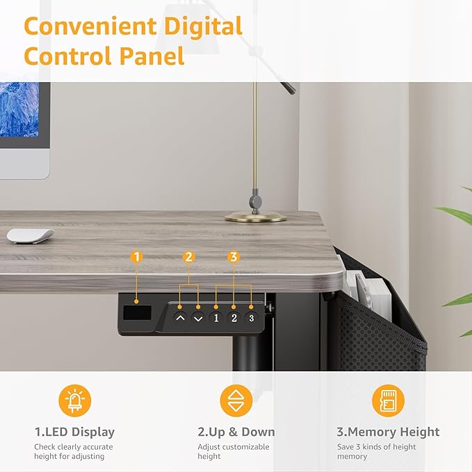 Grey Electric Compact Standing Desk - 40 Inch Small Office Computer Sit to Stand Desk for Work Study Writing, Mini Sit to Stand Desks Workstation Table for Adult Boys Girls Home Office Bedroom