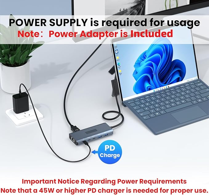 11-in-1 Surface Pro Docking Station, New Surface Dock 4K@60HZ HDMI, Surface Docking Station for Surface Pro 11/10/9/8/X/7/6/5/4/3, Surface Laptop 6/5/4/3/2/1, Surface Laptop Go 3/2/1, Surface Book