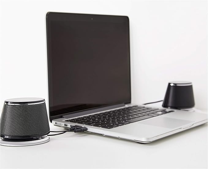 Amazon Basics Stereo 2.0 Speakers for PC or Laptop with Volume Control, 3.5mm Aux Input, USB-Powered, 1 Pair, Black