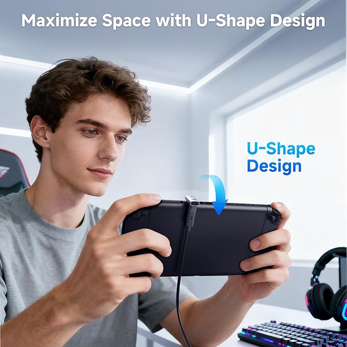Cable Matters 2-Pack 40Gbps U-Shape 180 Degree USB C Adapter - 7mm / 0.28 in, [4K@240Hz Video, 240W Charging, 40Gbps Data Transfer], USB C Angle Adapter for iPhone 17, Nintendo Switch 2, Tablets