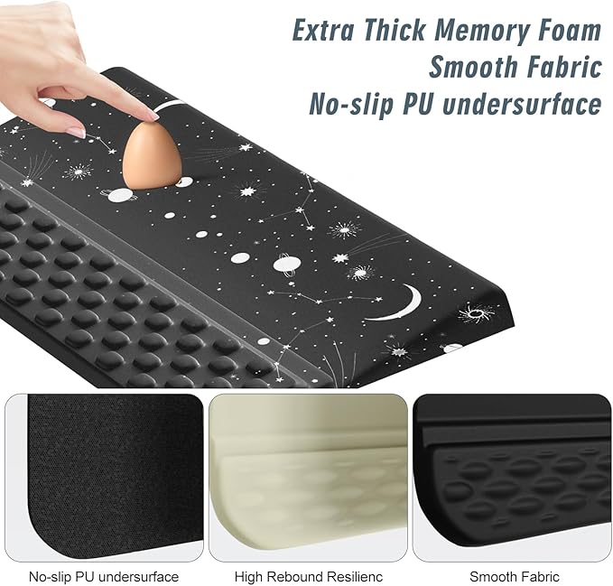 Wrist Rest with Keyboard Stand, Computer Wrist Support Pad,Ergonomic Tilted Keyboard Holder, Soft Memory Foam Desk Cushion, Palm Hand Typing for Office Home School (Starry Sky)