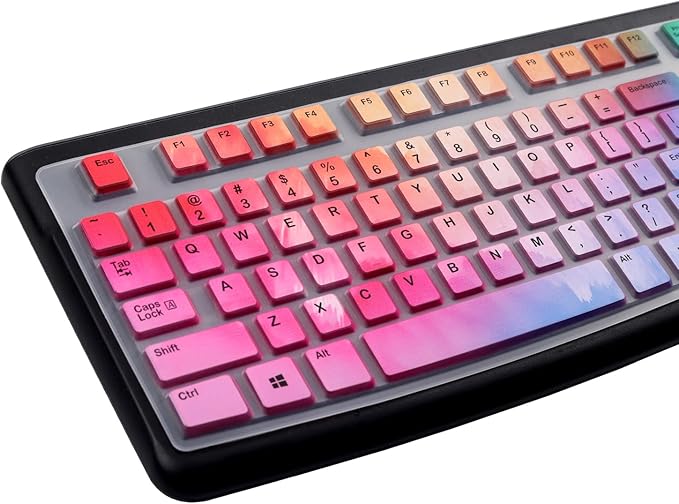 Keyboard Cover for Logitech K120 & MK120 Ergonomic Desktop USB Keyboard Ultra Thin US Layout Protective Skin-Colorful