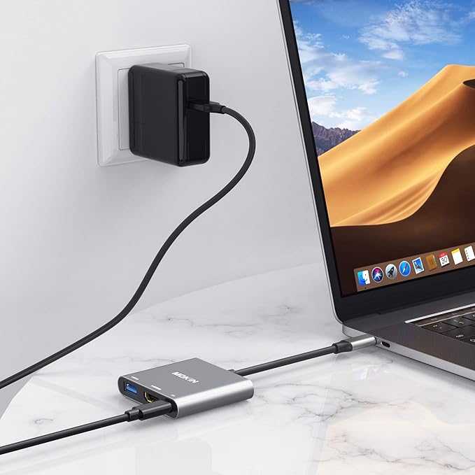 USB C to HDMI Adapter, USB-C Digital AV Multiport Adapter to 4K HDMI, USBC 3.0 and 100W PD Charging, Type C Hub Dongle for MacBook Pro/air, iPhone 15/16