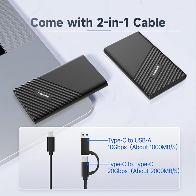 fanxiang 4TB External SSD Portable, Up to 2000MB/s, USB C External Solid State Drive External Hard Drive, USB 3.2 Gen2*2 Type-C SSD for iPhone 15/Pro/PC/Laptops/Creators/Gaming PS2000W-NEW