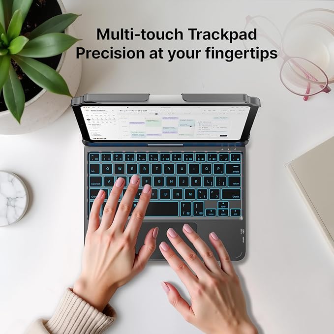 typecase Keyboard Case for iPad mini 7 (2024) & mini 6 (2021) - Wireless Case with Keyboard for iPad mini 7th 6th Generation 8.3" - 11 Colors Backlit Keyboard Cover with Trackpad - Dark Gray