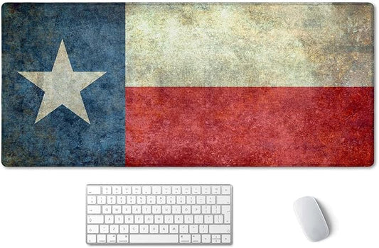 SSOIU Large Mouse Pad, Full Desk XXL Extended Gaming Mouse Pad 35.5" X 15.7", Waterproof Desk Mat Stitched Edges, Non-Slip Laptop Computer Keyboard Mousepad for Office and Home, Texas Grunge Flag