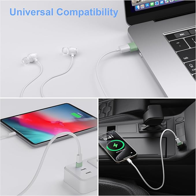 USB to USB C Adapter,3Pack USBC Female to USB A Male with Convenient Carrier, Type C Converter for iPhone 17/16/15/14/13/12, iPad, iWatch, AirPods,Galaxy S25/S24 (Green)
