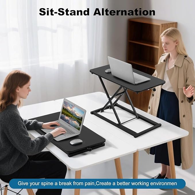 Height Adjustable Standing Desk Converter, Keyboard Riser for Stand Up Desk Riser, Computer Keyboard Stand for Desktop, Ergonomic Sit Stand Computer Workstations Black Size 23.6 Inch