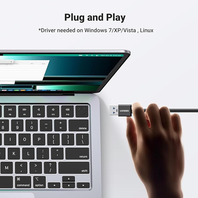 UGREEN USB 3.0 Hub Ethernet Adapter 10 100 1000 Gigabit Network Converter with 3 USB 3.0 Ports Hub Compatible with Laptop PC MacBook Mac mini Surface XPS Windows Linux macOS, and More