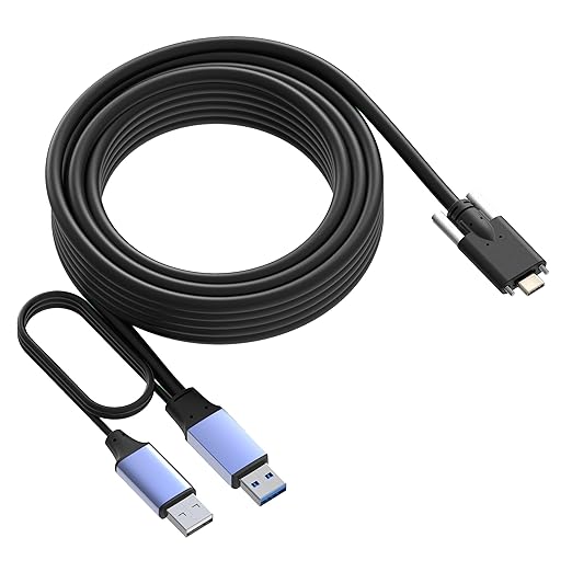 OkyLink 32ft (10M) USB 3.0/3.2 Gen 1 to Type-C Cable with Screw Lock - 5Gbps A Male to C Male Active Extension, Industrial Long Distance Data Transfer Cable