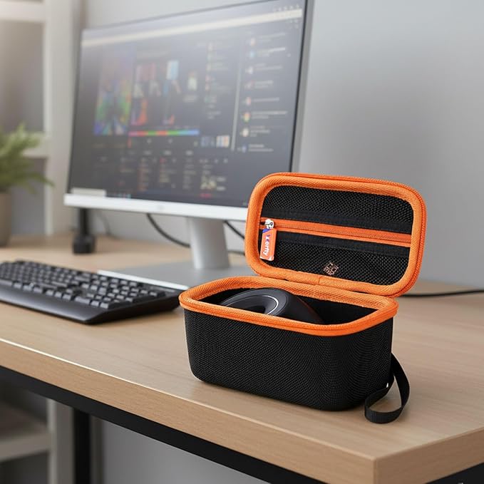 Case for ProtoArc Ergonomic Mouse, Travel Carrying Case Compatible with ProtoArc EM11 NL Bluetooth Rechargeable Wireless Vertical Mouse (Black-Orange)