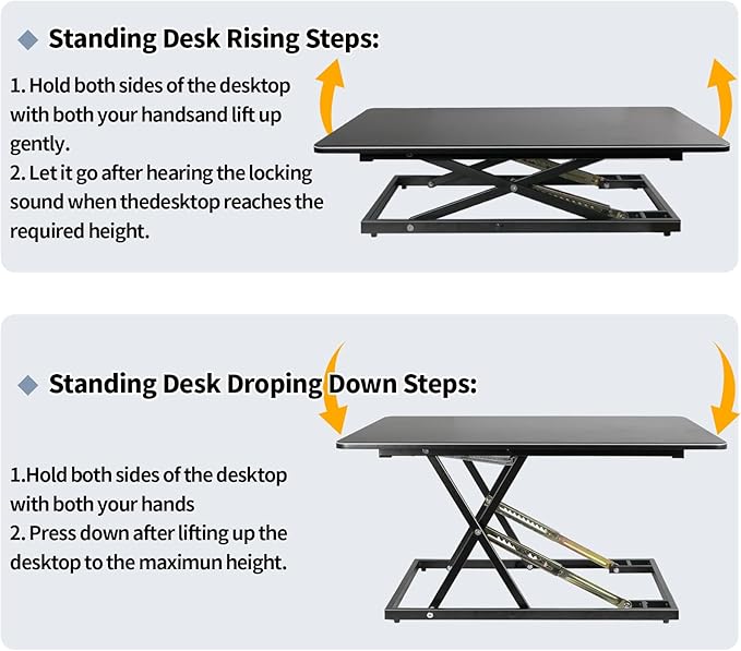 32in Desk Riser for Standing or Sitting, Large Standing Desk Converter, Height Adjustable Sit Stand Desk Converter, Fully Assembled Monitor Laptop Riser Workstation for Home Office, Black