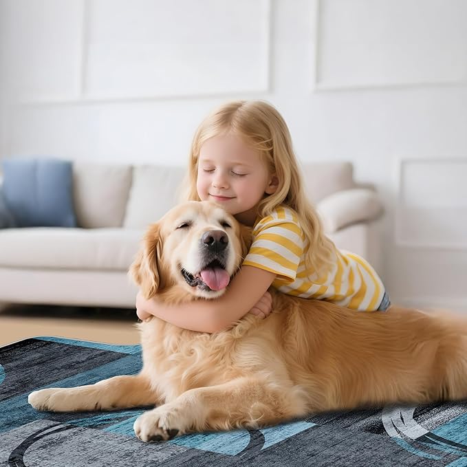 Office Chair Mat for Hardwood Floor & Tile Floor,36"X 48" Heavy Duty Desk Chair Mat for Hard Floors, Under Desk Rug for Rolling Computer Chair,Anti Slip,Low Pile Carpet Protector-Convex Geo Blue Gray