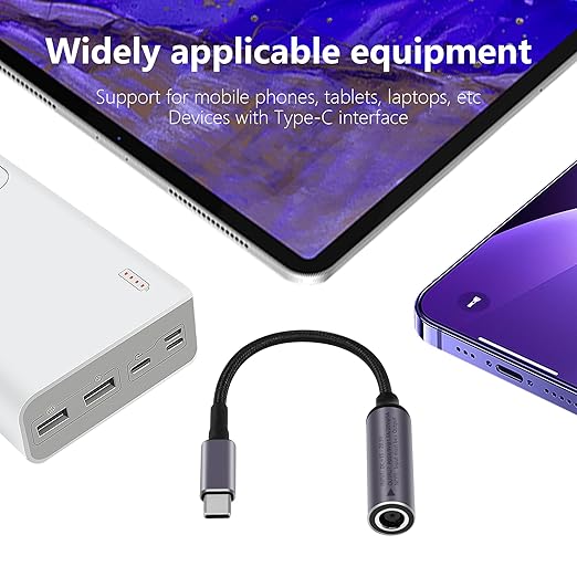 SinLoon PD 100W DC 7.4mm x 5.0mm Female(7.4 x 0.6mm) Input to USB Type C Male Power Charging Cable, 100W DC7450 to Type C Cable with PD Automatic Identification Chip,for Phones,Tablets,Laptops(Blue)