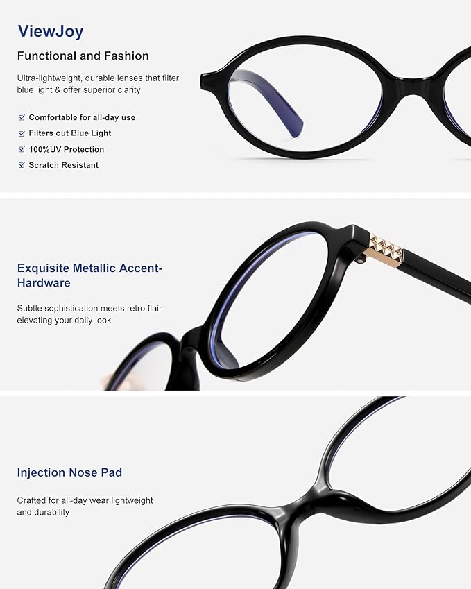 Retro Oval Blue Light Glasses for Women Fashion Computer Glasses Bluelight Blocking Eyewear Vintage Frame