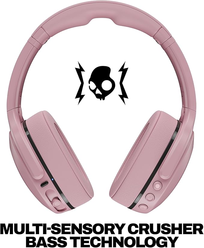 Skullcandy Crusher 540 Active Wireless Bluetooth Headphones with Multi-Sensory Bass, Noise Isolating Over-Ear Fit, Sweat and Water Resistant, 40 Hours Battery, Microphone for iPhone Android - Soft