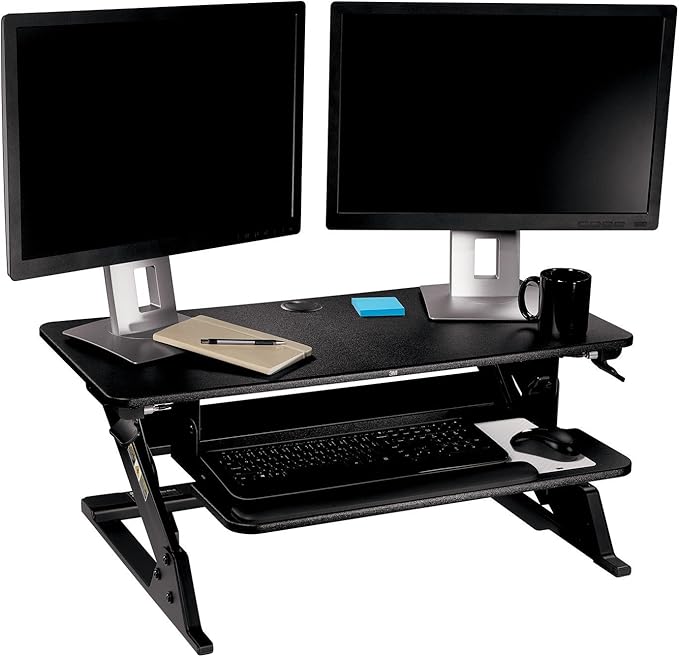 3M Precision Standing Desk Converter, Sit to Stand Ergonomic Work Station, Height Adjustable Desktop Riser, Black