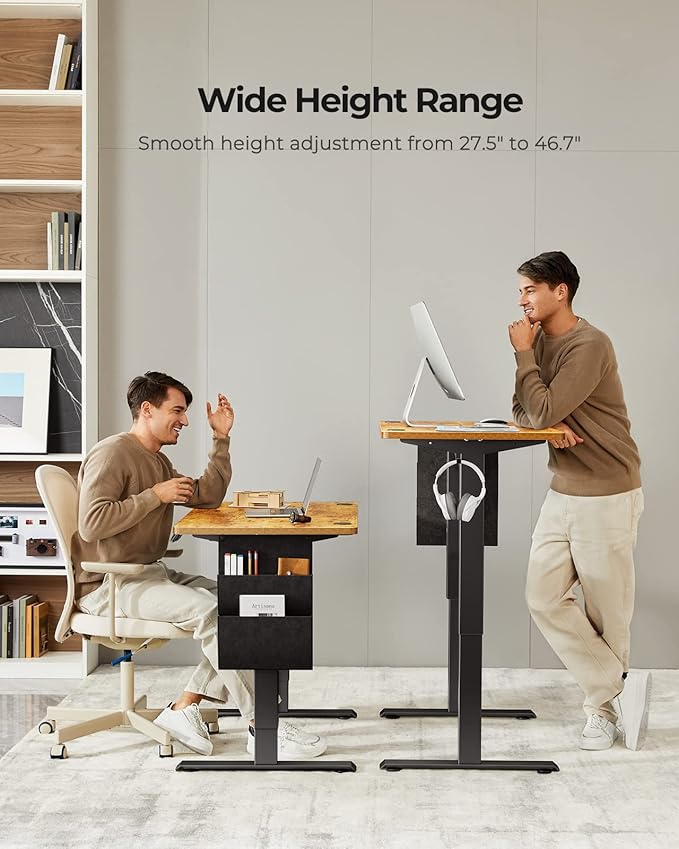 Marsail Electric Standing Desk, 40x24 Inch Adjustable Height Home Office Gaming Desk with 4 Memory Presets, Storage Bag, Stand-Up Desk for Computer Workstations. Headphone Hook,Cable Organizer