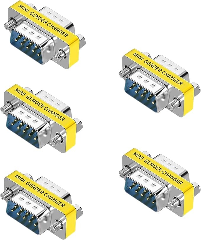 db9 Connector Null Modem Adapter，9-Pin Serial vga Adapter RS232 db9 Gender Changer,for Computer and Industrial Device Data Transfer(M-M (5P))