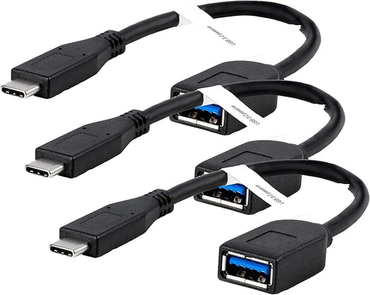 Plugable USB C to USB Adapter Cable with Driverless Technology, Enables Connection of USB Type C Laptop, Tablet, or Phone to a USB 3.0 Device (8 inch / 20 cm) (Pack of 3)