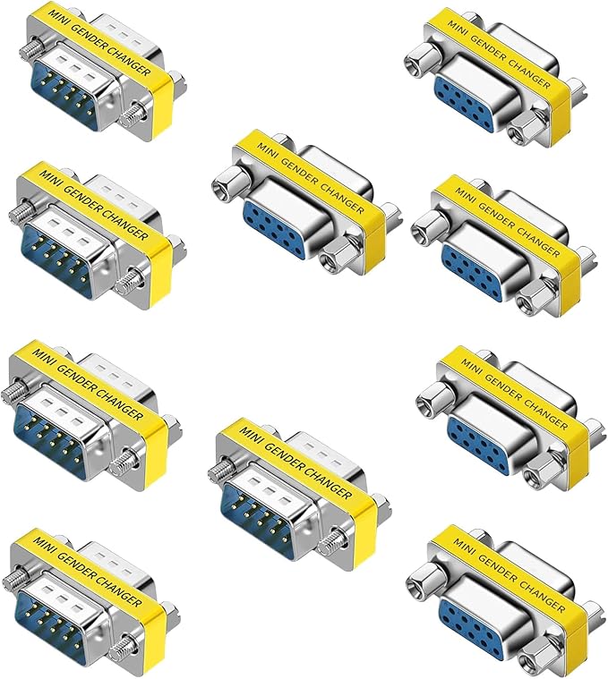 db9 Connector Null Modem Adapter，9-Pin Serial vga Adapter RS232 db9 Gender Changer,for Computer and Industrial Device Data Transfer 5 M/M + 5 F/F(5F-5M (10P))